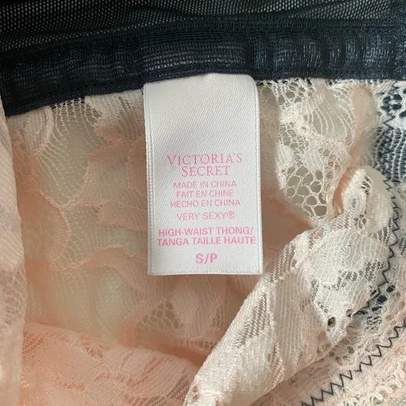VICTORIA’S SECRET High Waist Baby Pink Thong With Garter Straps - Picture 4 of 4